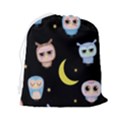 Cute-owl-doodles-with-moon-star-seamless-pattern Drawstring Pouch (2XL) View2