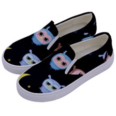 Cute-owl-doodles-with-moon-star-seamless-pattern Kids  Canvas Slip Ons by pakminggu