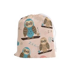 Seamless-pattern-owls-dream-cute-style-pajama-fabric Drawstring Pouch (large) by pakminggu
