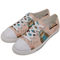 Seamless-pattern-owls-dream-cute-style-pajama-fabric Women s Low Top Canvas Sneakers by pakminggu
