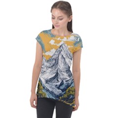 Nature Mountains Landscape Forest Cap Sleeve High Low Top by Ravend