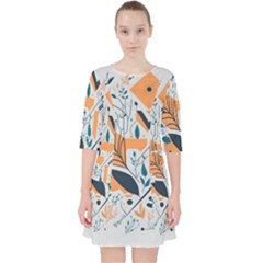 Pattern Flowers Design Nature Quarter Sleeve Pocket Dress by uniart180623