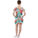 Watermelon Fruit Juicy Summer Heat Ruffle Cut Out Chiffon Playsuit View2