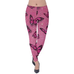 Pink Glitter Butterfly Velvet Leggings by uniart180623
