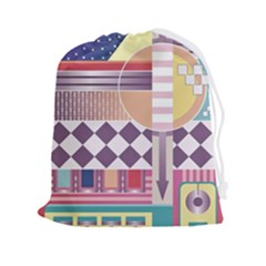 Abstract Shapes Colors Gradient Drawstring Pouch (2xl) by pakminggu