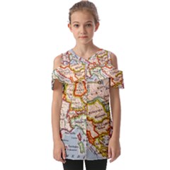 Vintage World Map Europe Globe Country State Fold Over Open Sleeve Top by Grandong