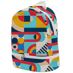 Geometric Shape Colorful Abstract Wave Zip Bottom Backpack by Cowasu