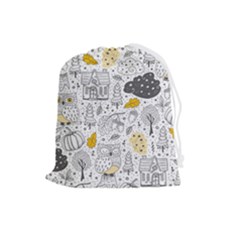 Doodle Seamless Pattern With Autumn Elements Drawstring Pouch (large) by pakminggu