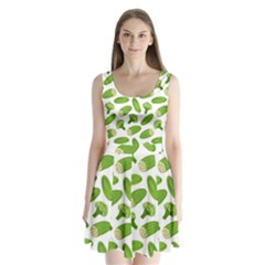 Vegetable Pattern With Composition Broccoli Split Back Mini Dress  by pakminggu