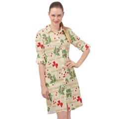Christmas-paper-scrapbooking-- Long Sleeve Mini Shirt Dress by Bedest