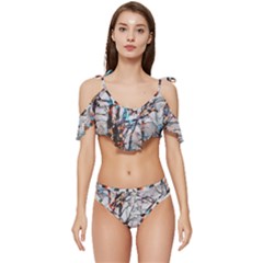 Forest-abstract-artwork-colorful Ruffle Edge Tie Up Bikini Set	 by Bedest