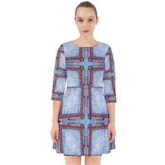 Pattern-cross-geometric-shape Smock Dress by Bedest