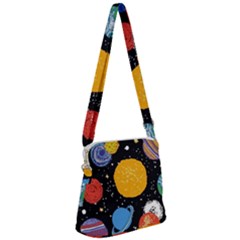 Circle Illustration Space Art Cute Pattern Zipper Messenger Bag by pakminggu