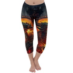 Dragon Fire Fantasy Art Capri Winter Leggings  by Cowasu