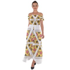 Pizza-slice-food-italian Off Shoulder Open Front Chiffon Dress by Cowasu