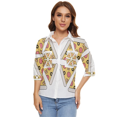 Pizza-slice-food-italian Women s Quarter Sleeve Pocket Shirt by Cowasu