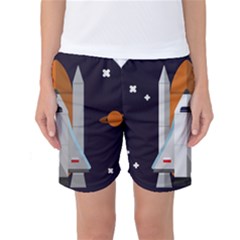 Rocket-space-universe-spaceship Women s Basketball Shorts by Cowasu