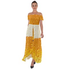 Bubble-beer Off Shoulder Open Front Chiffon Dress by Sarkoni