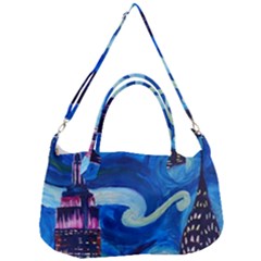 Starry Night In New York Van Gogh Manhattan Chrysler Building And Empire State Building Removable Strap Handbag by Sarkoni
