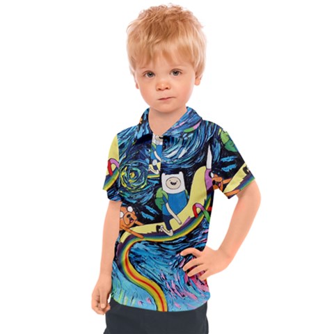 Cartoon Parody  Art Starry Night Van Gogh Kids  Polo T-shirt by Sarkoni