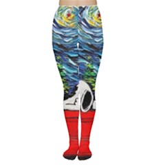 Dog Cartoon Vincent Van Gogh s Starry Night Parody Tights by Sarkoni