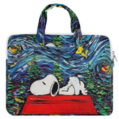 Dog Cartoon Vincent Van Gogh s Starry Night Parody Macbook Pro 16  Double Pocket Laptop Bag  by Sarkoni