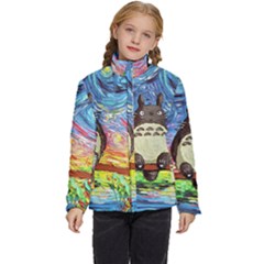 Cartoon Starry Night Art Van Gogh Parody Kids  Puffer Bubble Jacket Coat by Sarkoni