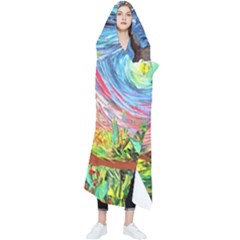 Cartoon Starry Night Art Van Gogh Parody Wearable Blanket by Sarkoni