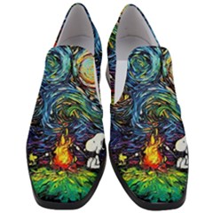Dog Cartoon Starry Night Print Van Gogh Parody Women Slip On Heel Loafers by Sarkoni