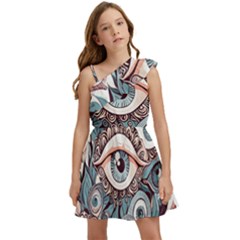 Eyes Pattern Kids  One Shoulder Party Dress by Valentinaart