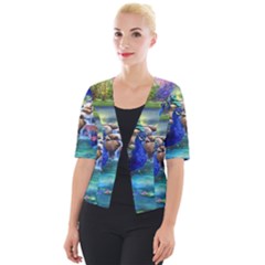 Peacocks  Fantasy Garden Cropped Button Cardigan by Bedest