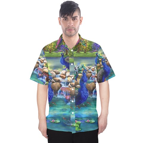 Peacocks  Fantasy Garden Men s Hawaii Shirt by Bedest