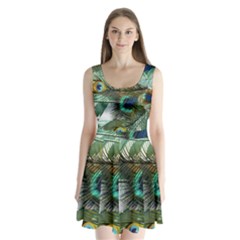 Peacock Feathers Split Back Mini Dress  by Bedest
