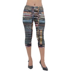 Pile Of Books Photo Of Assorted Book Lot Backyard Antique Store Lightweight Velour Capri Leggings  by Ravend