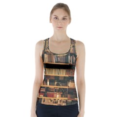 Books On Bookshelf Assorted Color Book Lot In Bookcase Library Racer Back Sports Top by Ravend