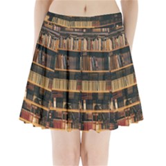 Books On Bookshelf Assorted Color Book Lot In Bookcase Library Pleated Mini Skirt by Ravend