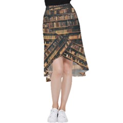 Books On Bookshelf Assorted Color Book Lot In Bookcase Library Frill Hi Low Chiffon Skirt by Ravend
