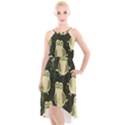 Frog pattern High-Low Halter Chiffon Dress  View1