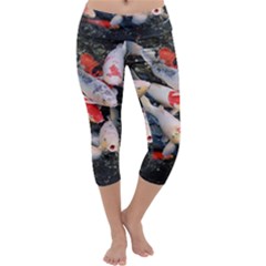 Koi Fish Nature Capri Yoga Leggings by Ndabl3x