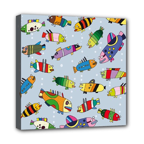 Fish Ocean Sea Water Diving Blue Mini Canvas 8  X 8  (stretched) by Ndabl3x