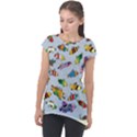 Fish Ocean Sea Water Diving Blue Cap Sleeve High Low Top View1