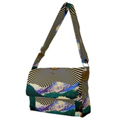 Surreal Art Psychadelic Mountain Full Print Messenger Bag (s) by Ndabl3x