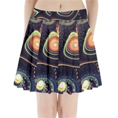 Psychedelic Trippy Abstract 3d Digital Art Pleated Mini Skirt by Bedest