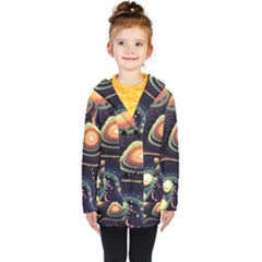 Psychedelic Trippy Abstract 3d Digital Art Kids  Double Breasted Button Coat by Bedest