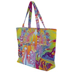 Multicolored Optical Illusion Painting Psychedelic Digital Art Zip Up Canvas Bag by Bedest