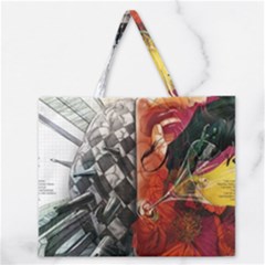 Left And Right Brain Illustration Splitting Abstract Anatomy Zipper Large Tote Bag by Bedest