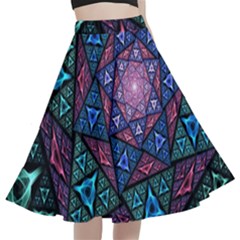 Purple Psychedelic Art Pattern Mosaic Design Fractal Art A-line Full Circle Midi Skirt With Pocket by Bedest