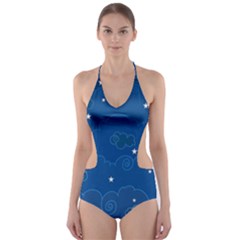 Sky Night Moon Clouds Crescent Cut-out One Piece Swimsuit by Proyonanggan