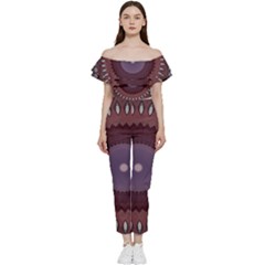 Art Pattern Design Bardot Ruffle Jumpsuit by Proyonanggan