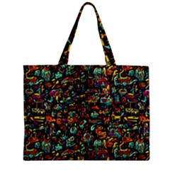 Multicolored Doodle Abstract Colorful Multi Colored Zipper Mini Tote Bag by Grandong